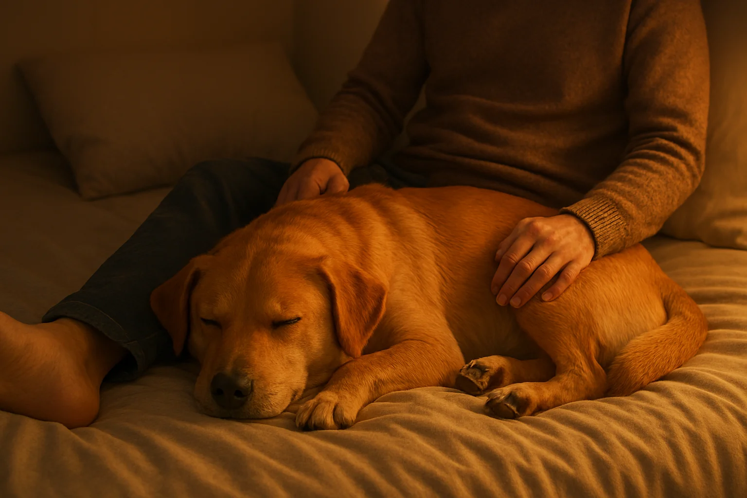 Почему собаки часто спят у ног хозяина