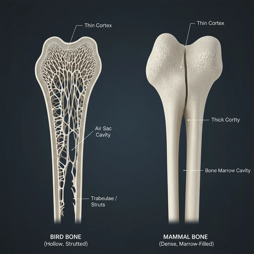 Почему у птиц полые кости: лёгкость для полёта без потери прочности 